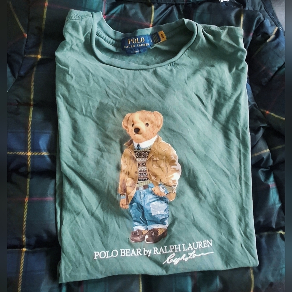 "Polo Ralph Lauren Iconic Polo Bear T-Shirt Green Size Large – Classic Fit - Picture 4 of 9